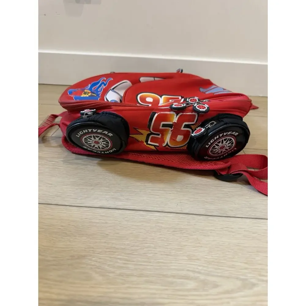 Disney Cars Lightning McQueen Red Yellow Kids Medium Backpack Polyester Zip